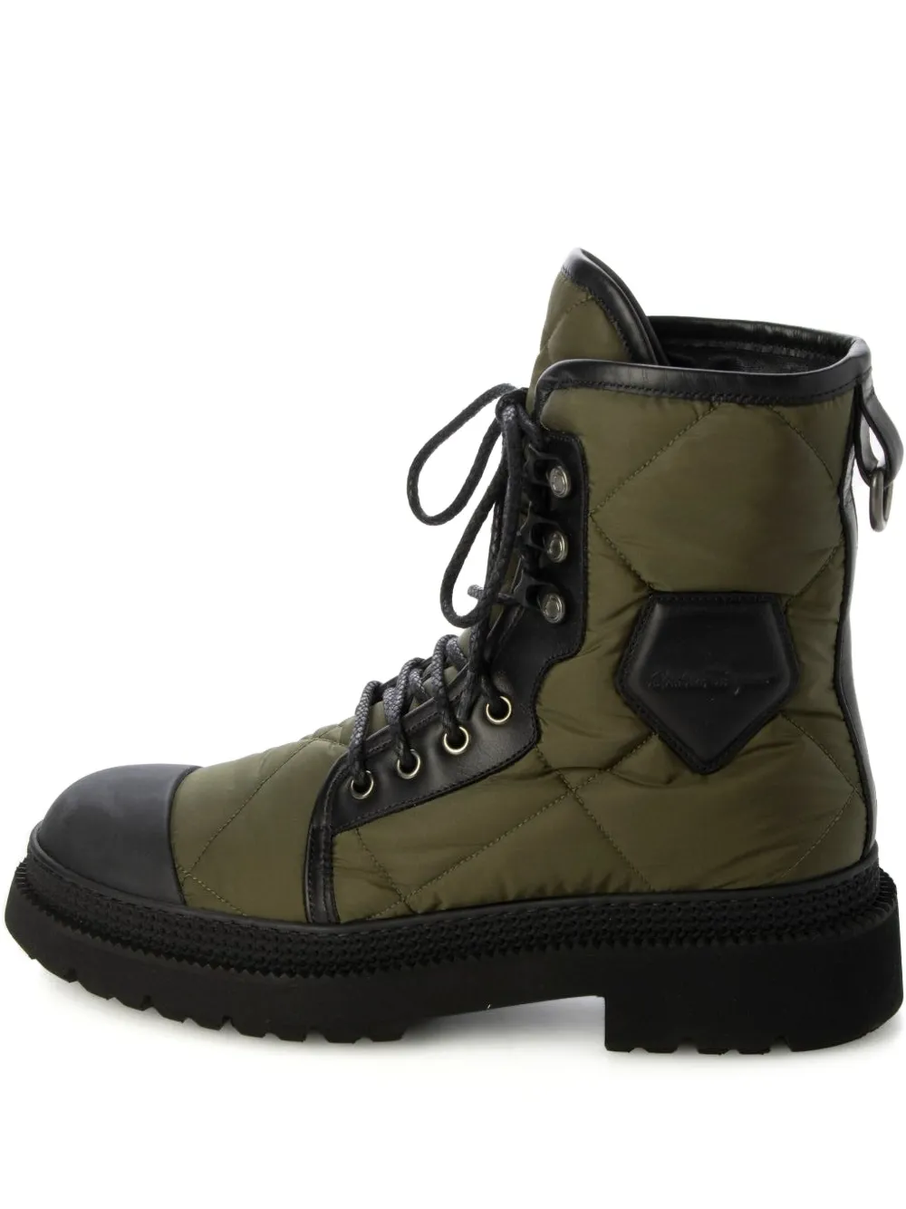 Ferragamo quilted lace-up boots Green