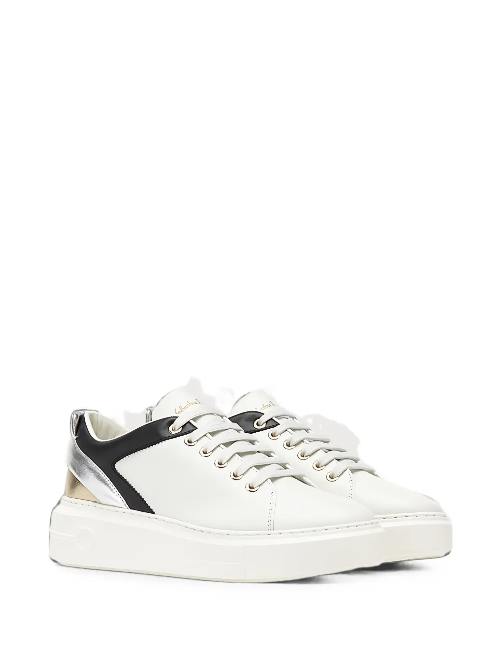 Ferragamo metallic-panel leather sneakers