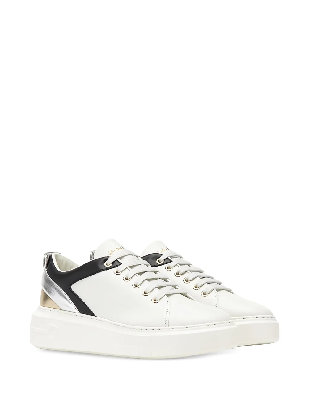 Ferragamo Sneakers mit Metallic-Einsatz - Weiß