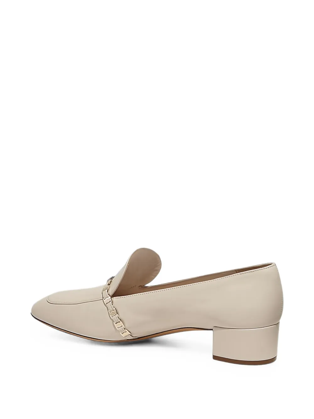 Ferragamo Gancini chain leather loafers Beige