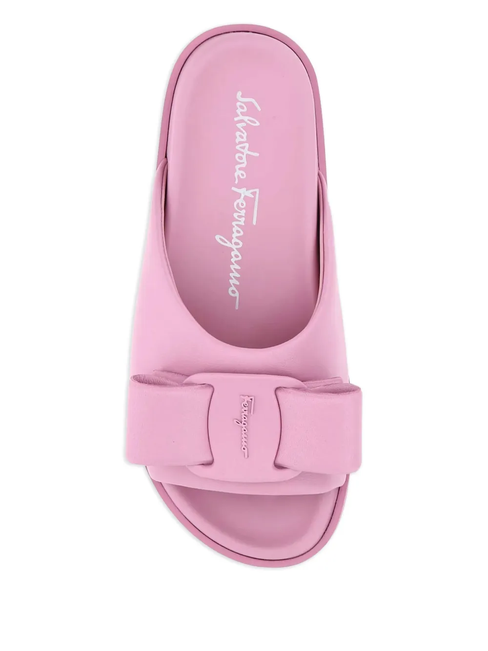 Ferragamo bow-detail leather flat sandals Pink