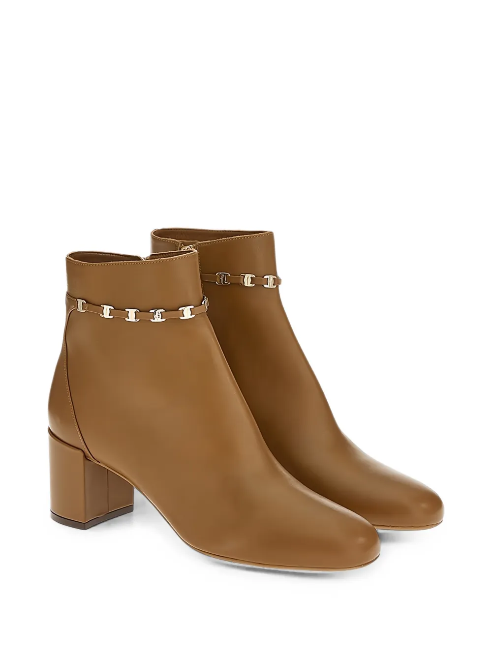Ferragamo Gancini-plaque leather ankle boots Bruin