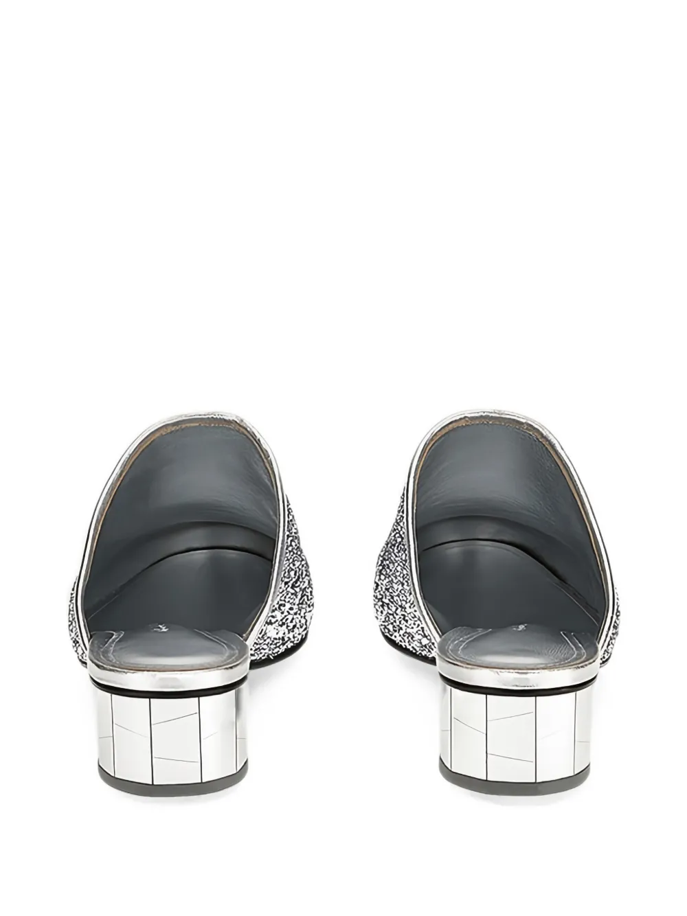 Ferragamo glitter-effect block-heel mules Zilver