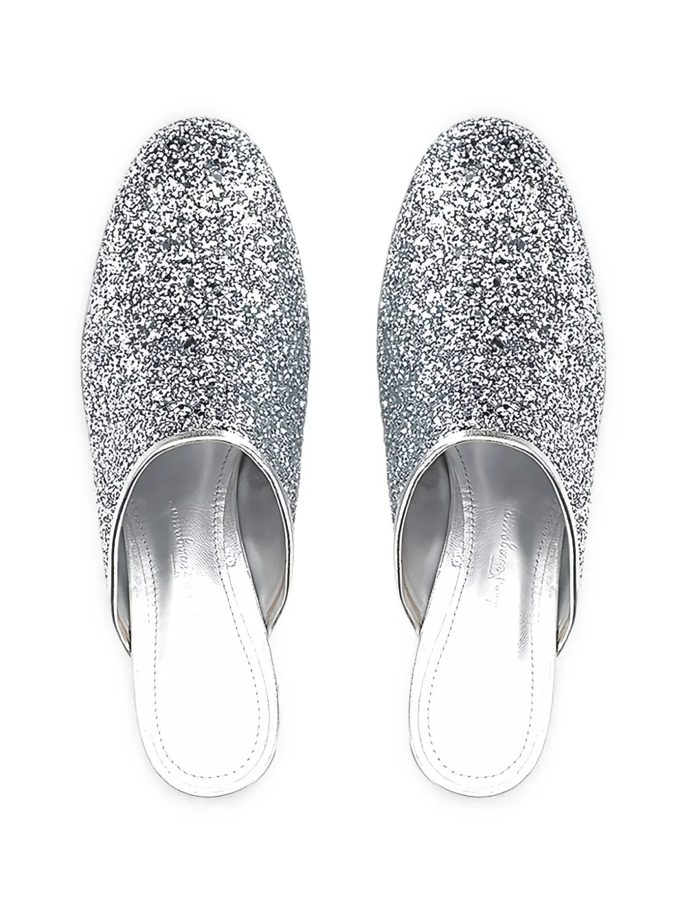 Ferragamo glitter-effect block-heel mules Zilver