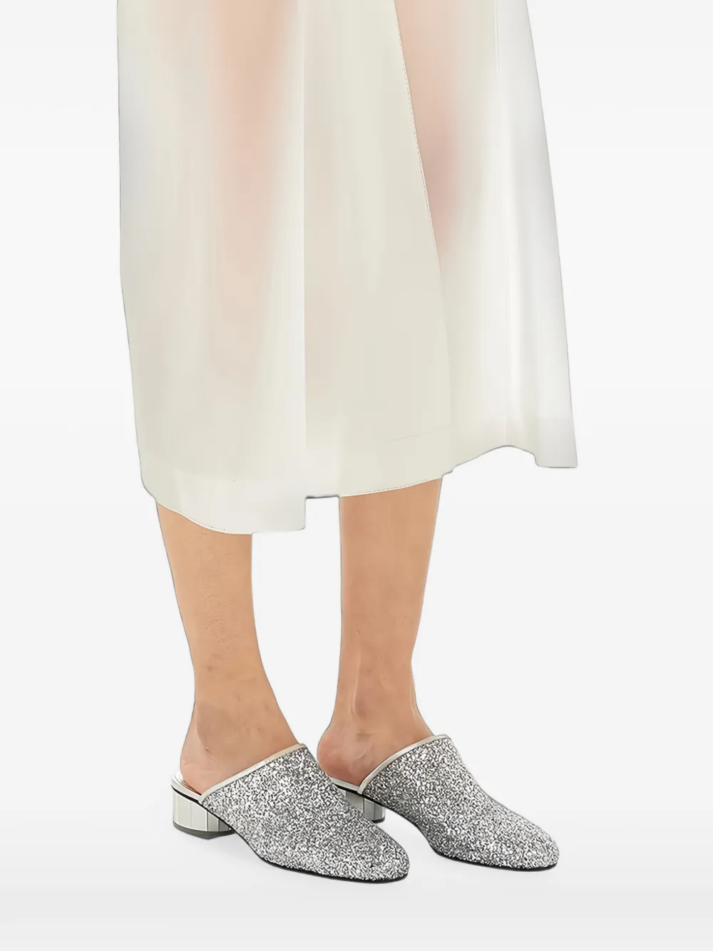Ferragamo glitter-effect block-heel mules - Silber