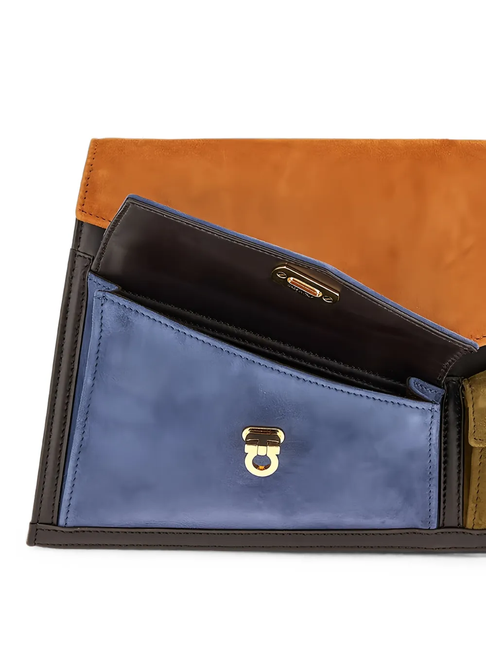 Ferragamo Gancini clutch met vlakken Bruin