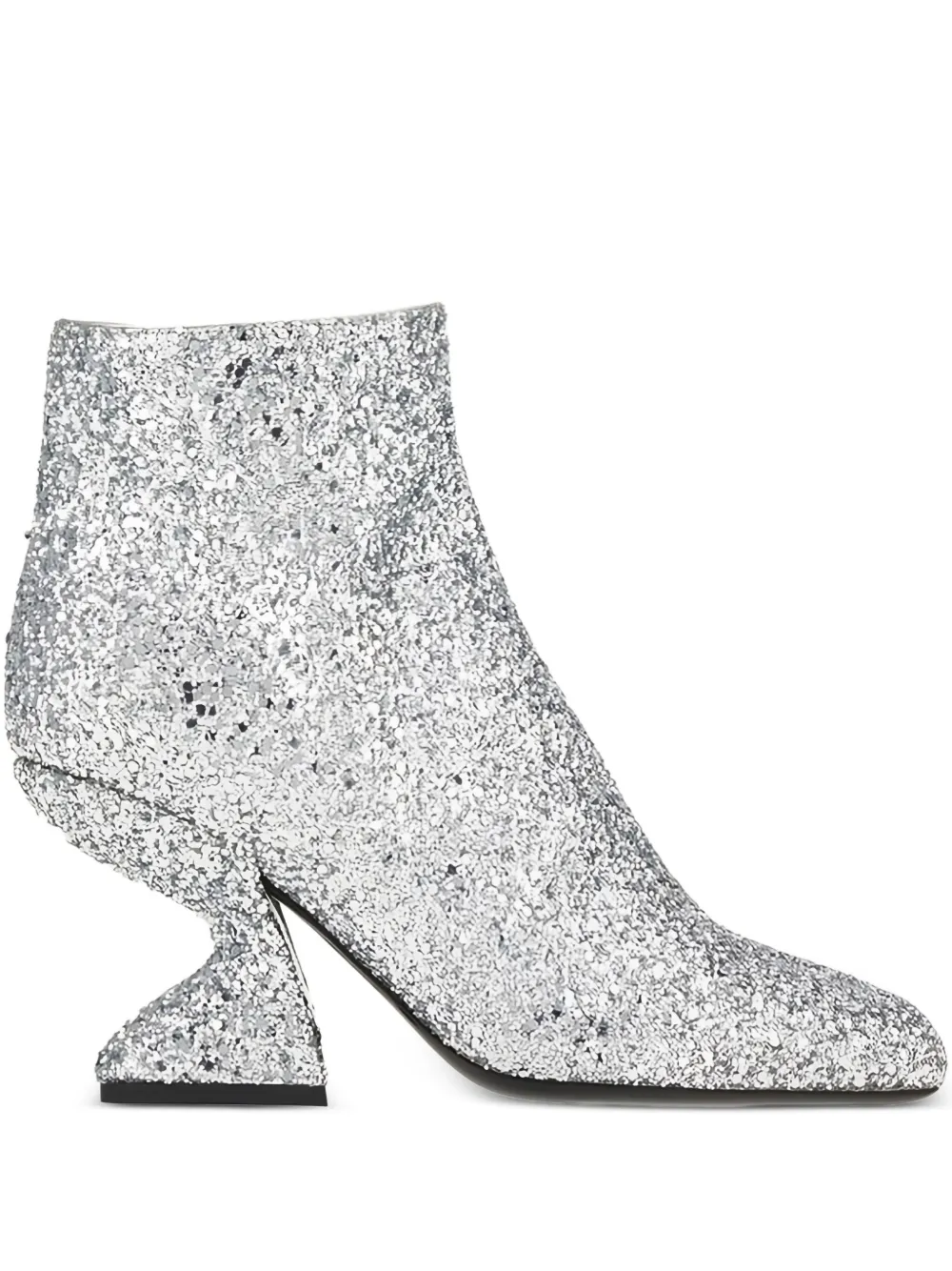 Ferragamo glitter-effect sculpted-heel ankle boots Grey