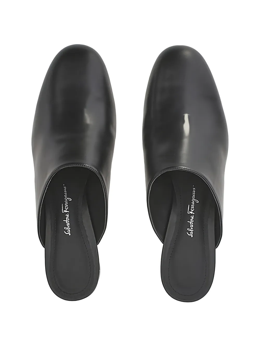 Ferragamo sculptural-heel leather mules Zwart