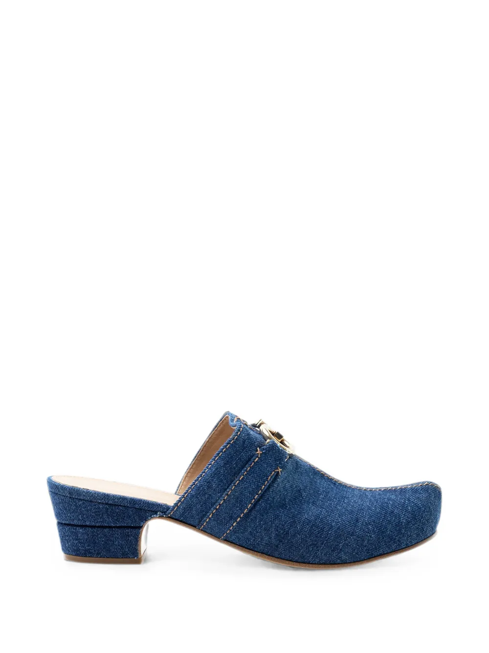 Ferragamo Mules aus Denim mit Gancini-Detail - Blau