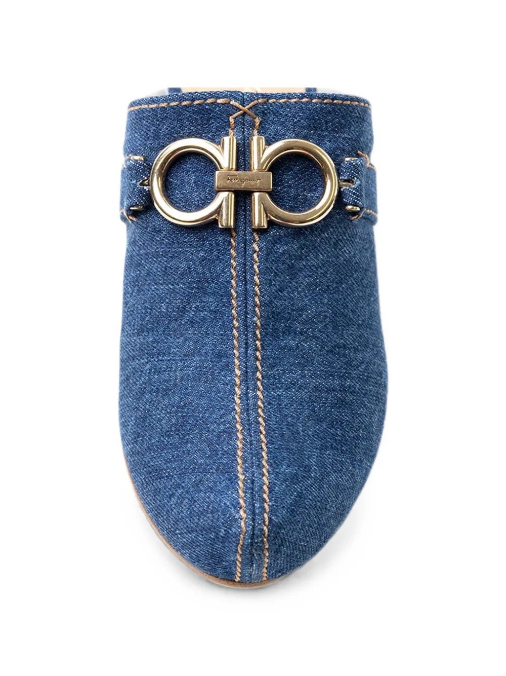 Ferragamo Denim muiltjes met Gancini-detail Blauw