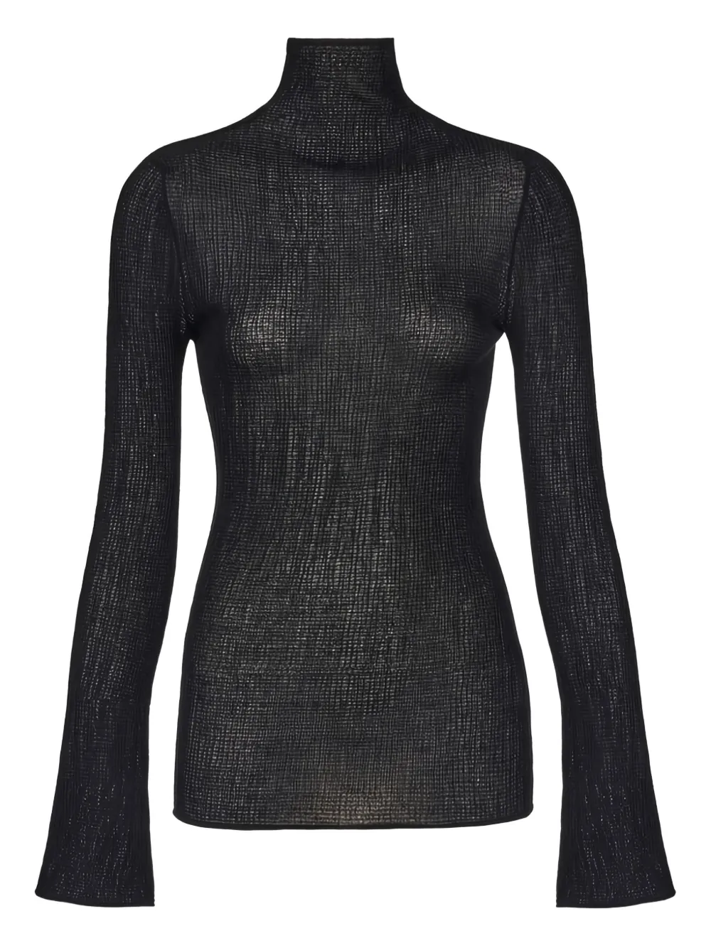 Ferragamo High-neck Flared-cuff Sweater In Black