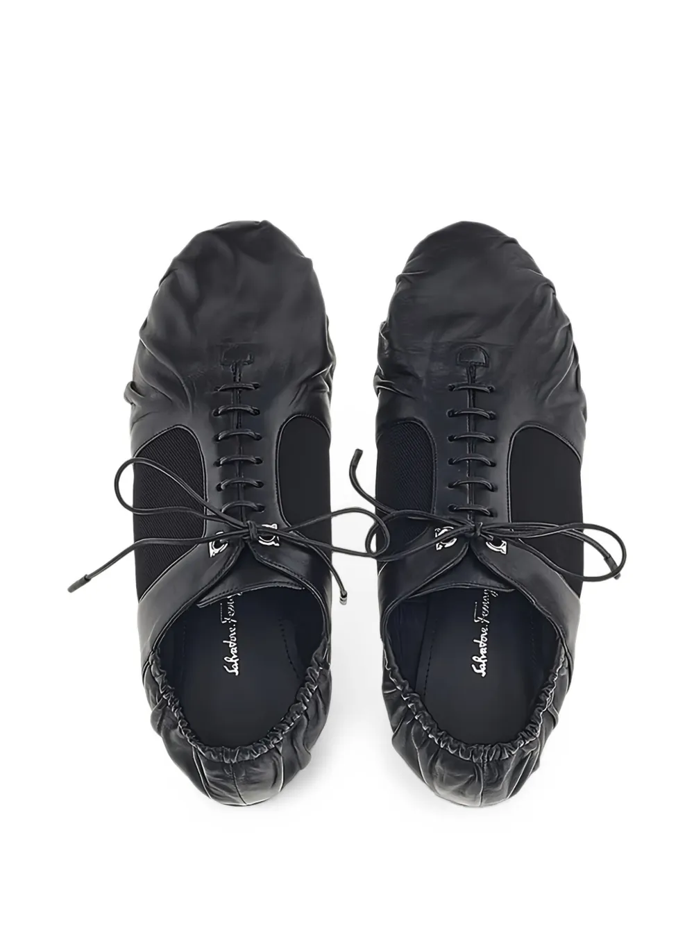 Ferragamo lace-up gathered derby shoes Zwart