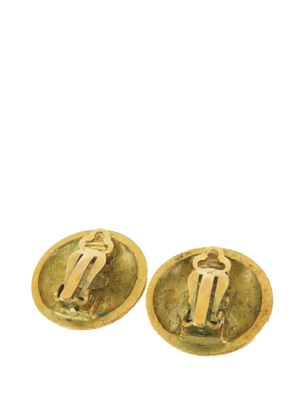 Pre-owned Chanel 1995 Gold Plated Quilted Cc Clip On Earrings Costume Earrings