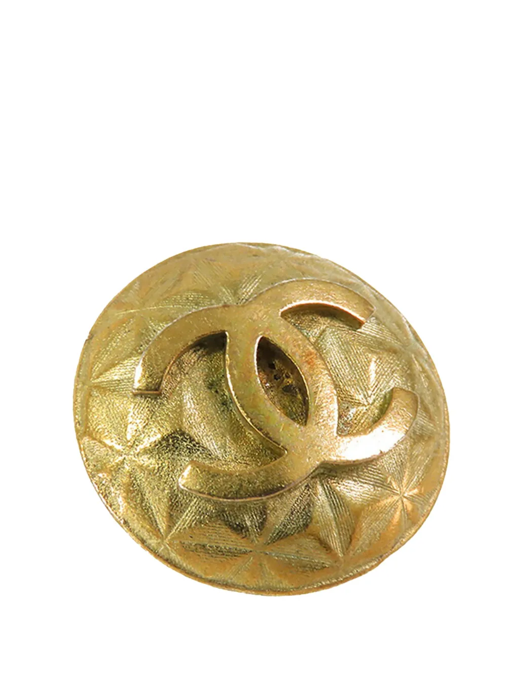 Pre-owned Chanel 1995 Gold Plated Quilted Cc Clip On Earrings Costume Earrings