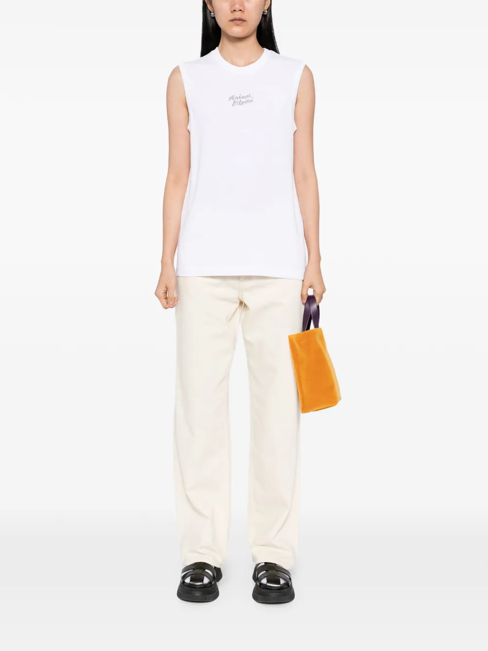 Maison Kitsuné Metallic tanktop Wit