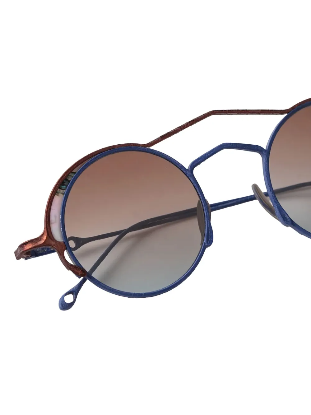 Rigards Zonnebril met rond montuur en brons Blauw