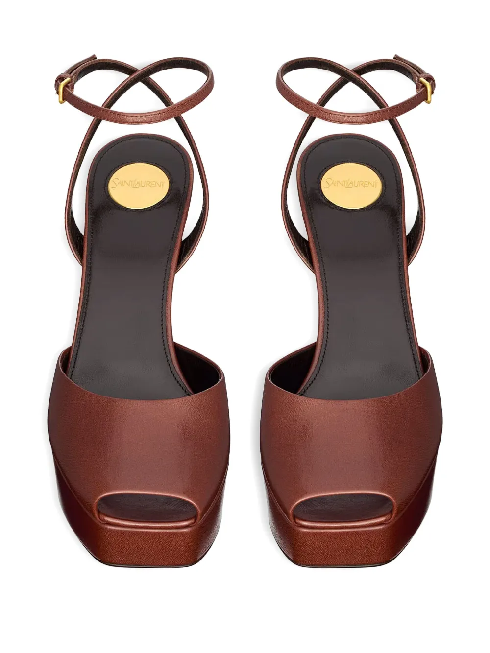Saint Laurent 85 mm La Scandale sandalen met plateauzool Bruin