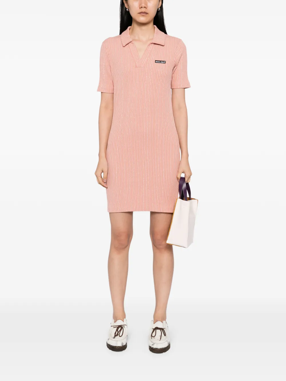 Maison Kitsuné Geribbelde polojurk Roze
