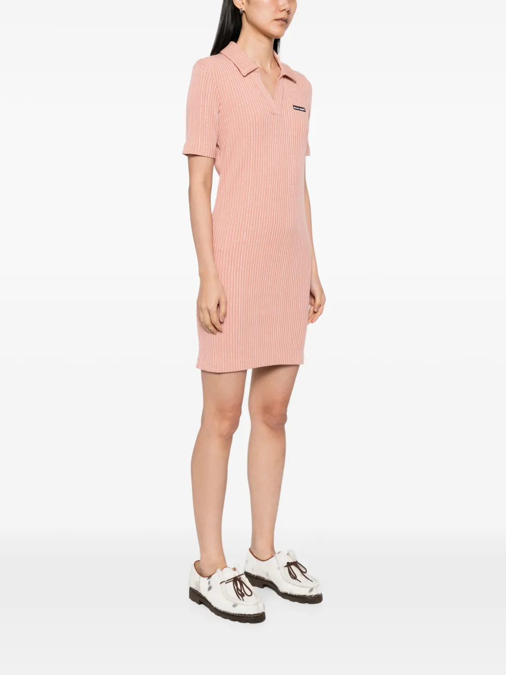 Maison Kitsuné Geribbelde polojurk Roze