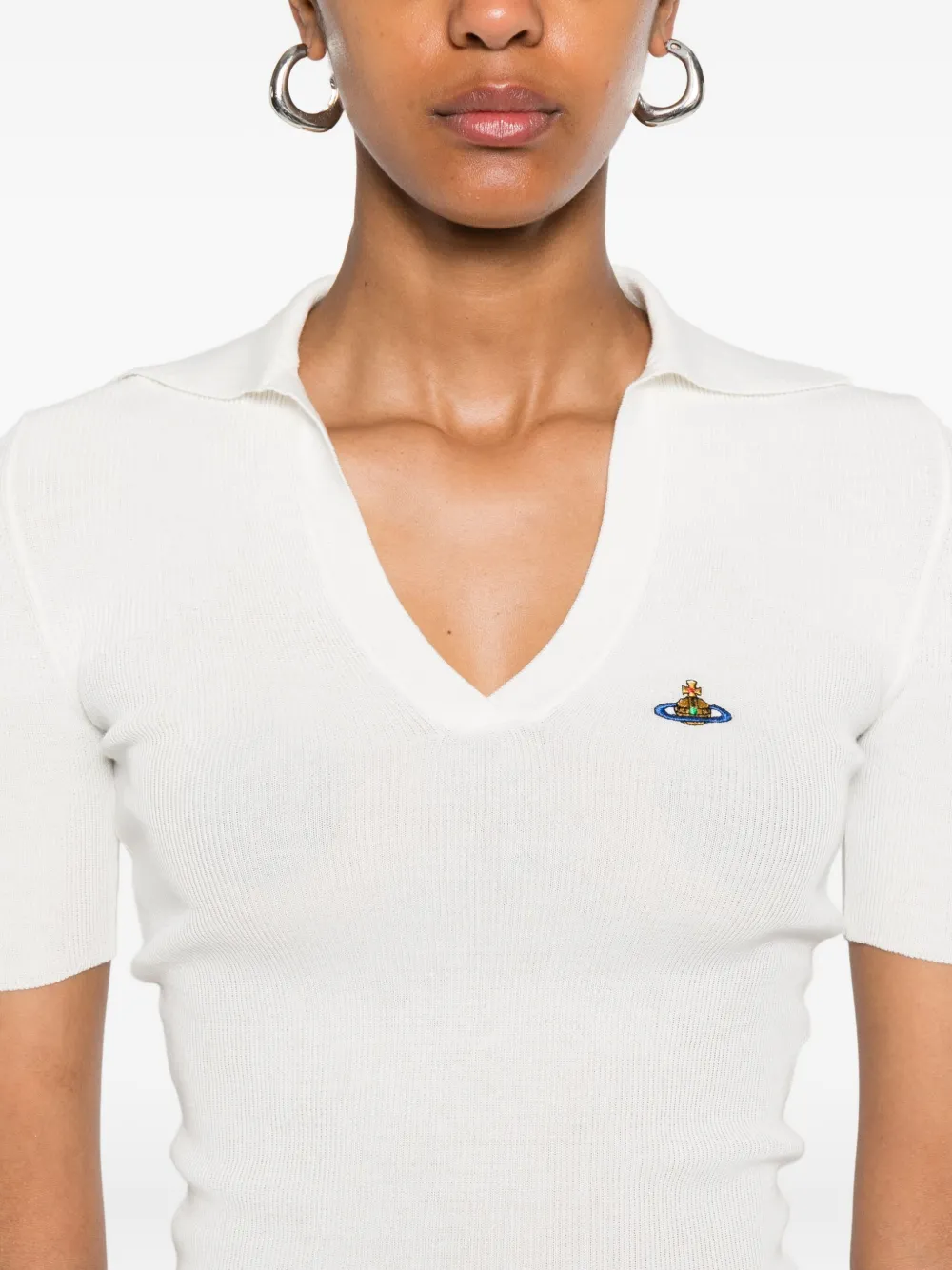 Vivienne Westwood Orb-embroidered polo top Wit