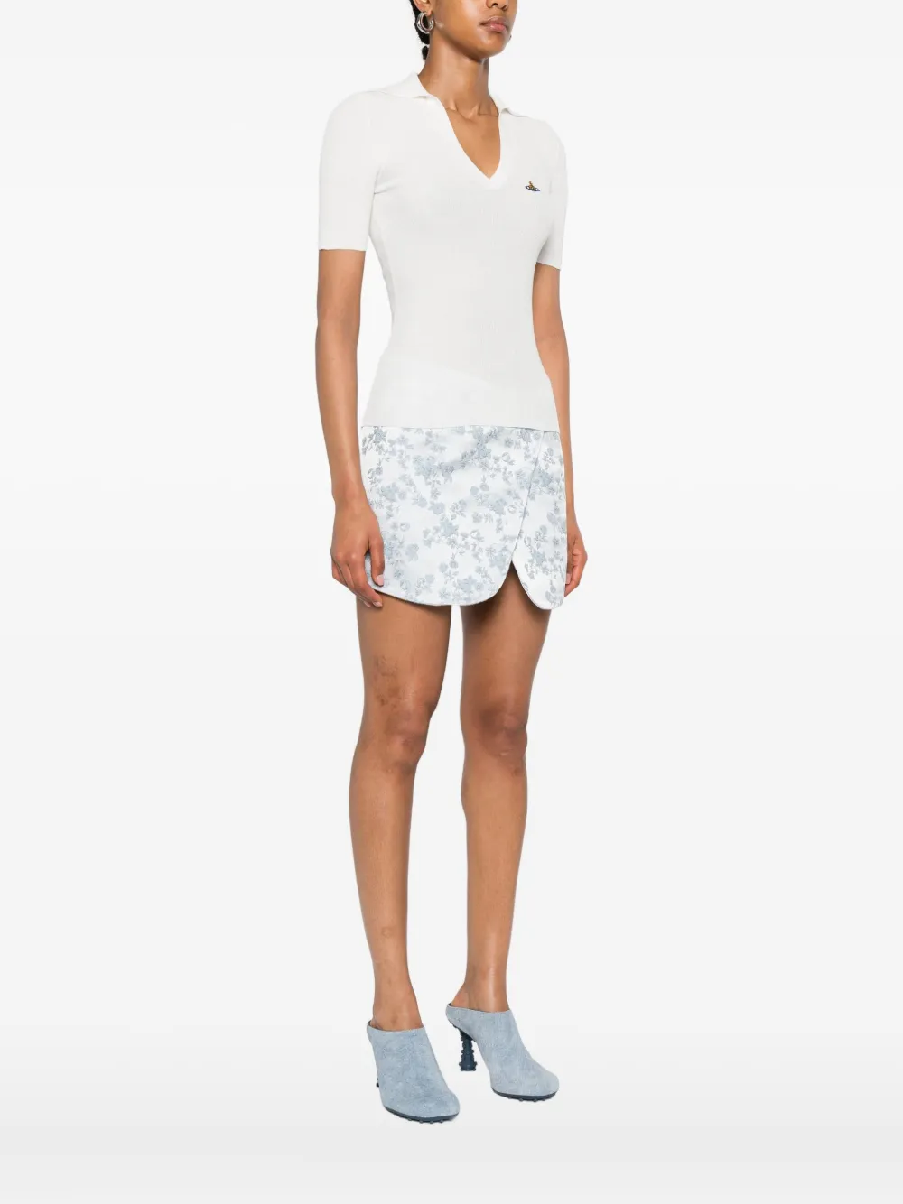 Vivienne Westwood Orb-embroidered polo top Wit