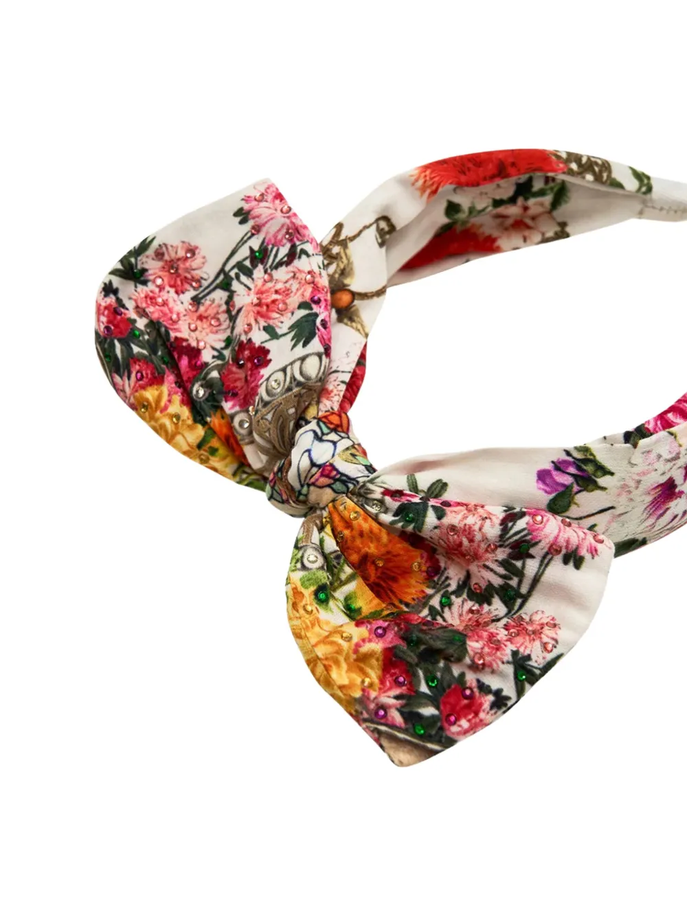 Camilla Kids Haarband en scrunchie met strik en bloemenprint Wit