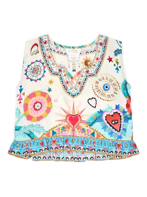 Camilla Kids frill-hem print top