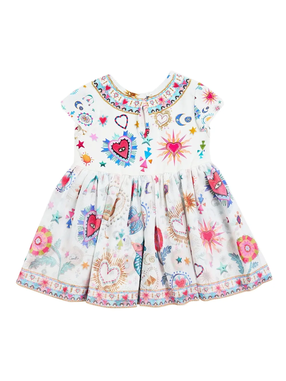 Camilla Kids Jurk met ronde hals en korte mouwen Wit