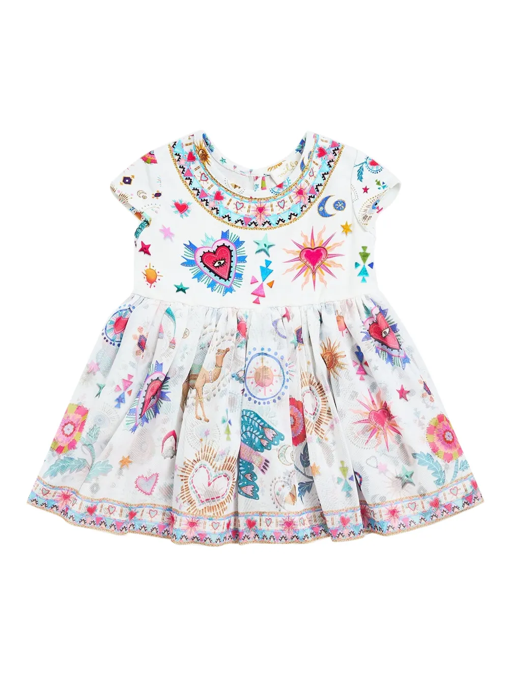 Camilla Kids Jurk met ronde hals en korte mouwen Wit