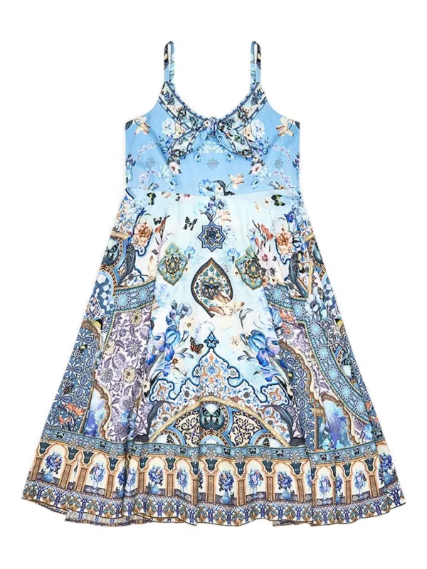strappy casual dress Light Blue Casual Midi Dress: Seraphina Light Blue / Large