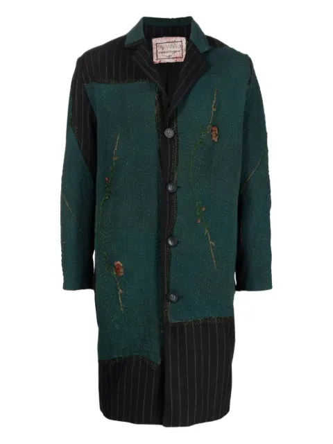By Walid patchwork button-up coat