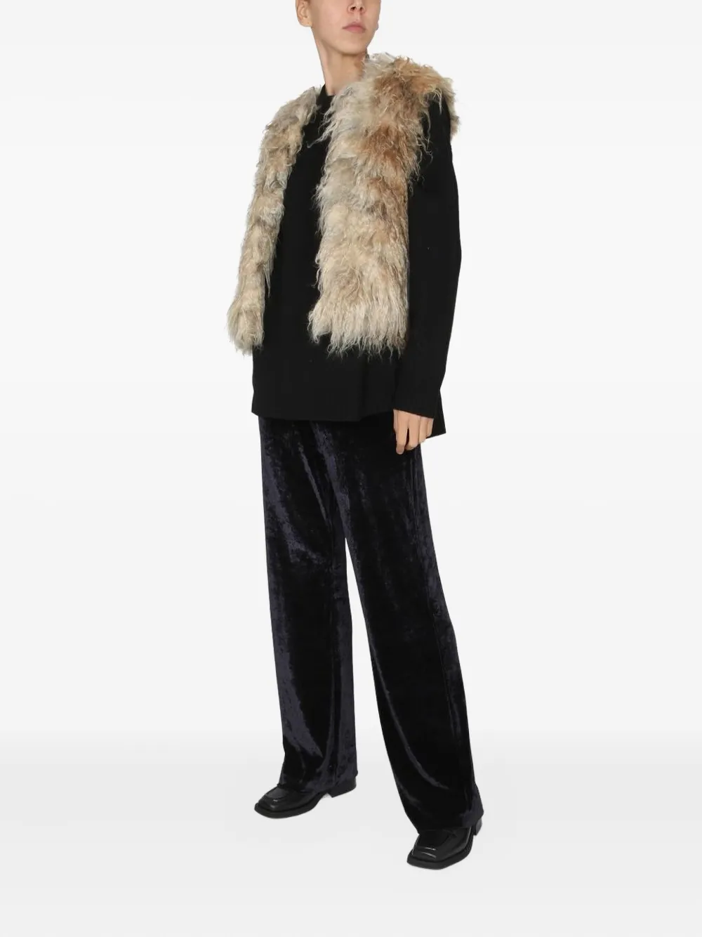 Becagli Shaggy Fur Jacket In Black