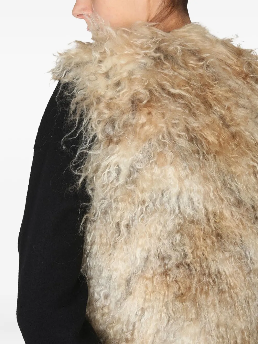Becagli Shaggy Fur Jacket In Black