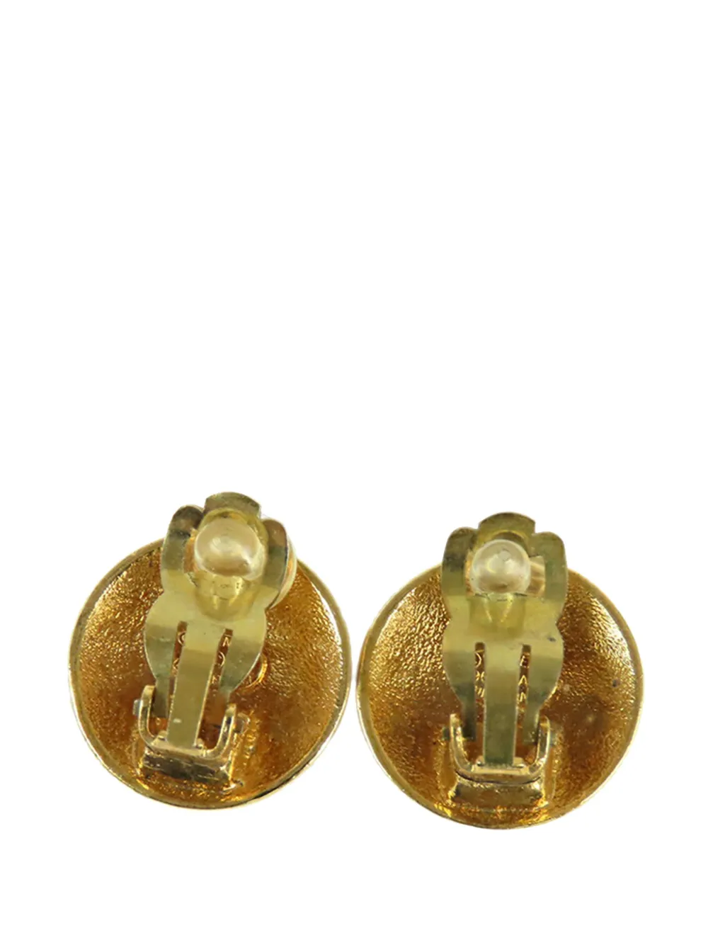 CHANEL Pre-Owned 1996 Gold Plated CC Crown Clip On Earrings costume earrings | Image 2