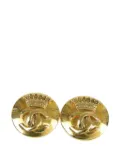 CHANEL Pre-Owned 1996 Gold Plated CC Crown Clip On Earrings costume earrings