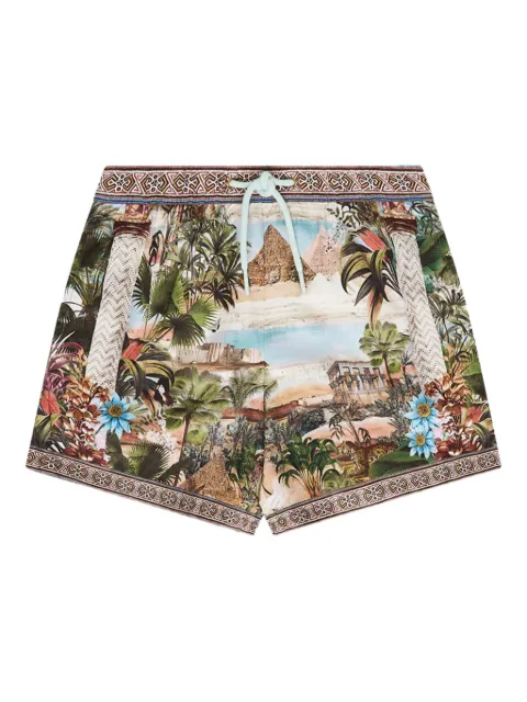 Camilla Kids shorts con paisaje tropical estampado
