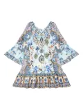 Camilla Kids floral-printed bell-sleeved dress - Blue