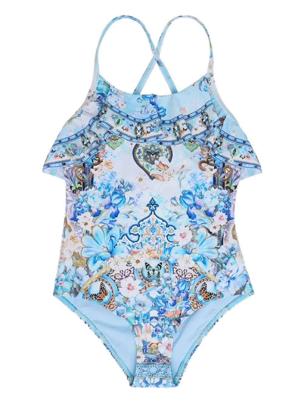 Camilla Kids フリルネック ワンピース水着 - ブルー Camilla Kids フリルネック ワンピース水着 - ブルー