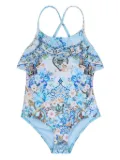 Camilla Kids frill-neck cross-back swimsuit - Blue