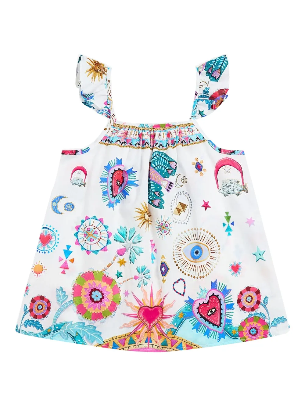 Camilla Kids multi-print sleeveless dress - Weiß