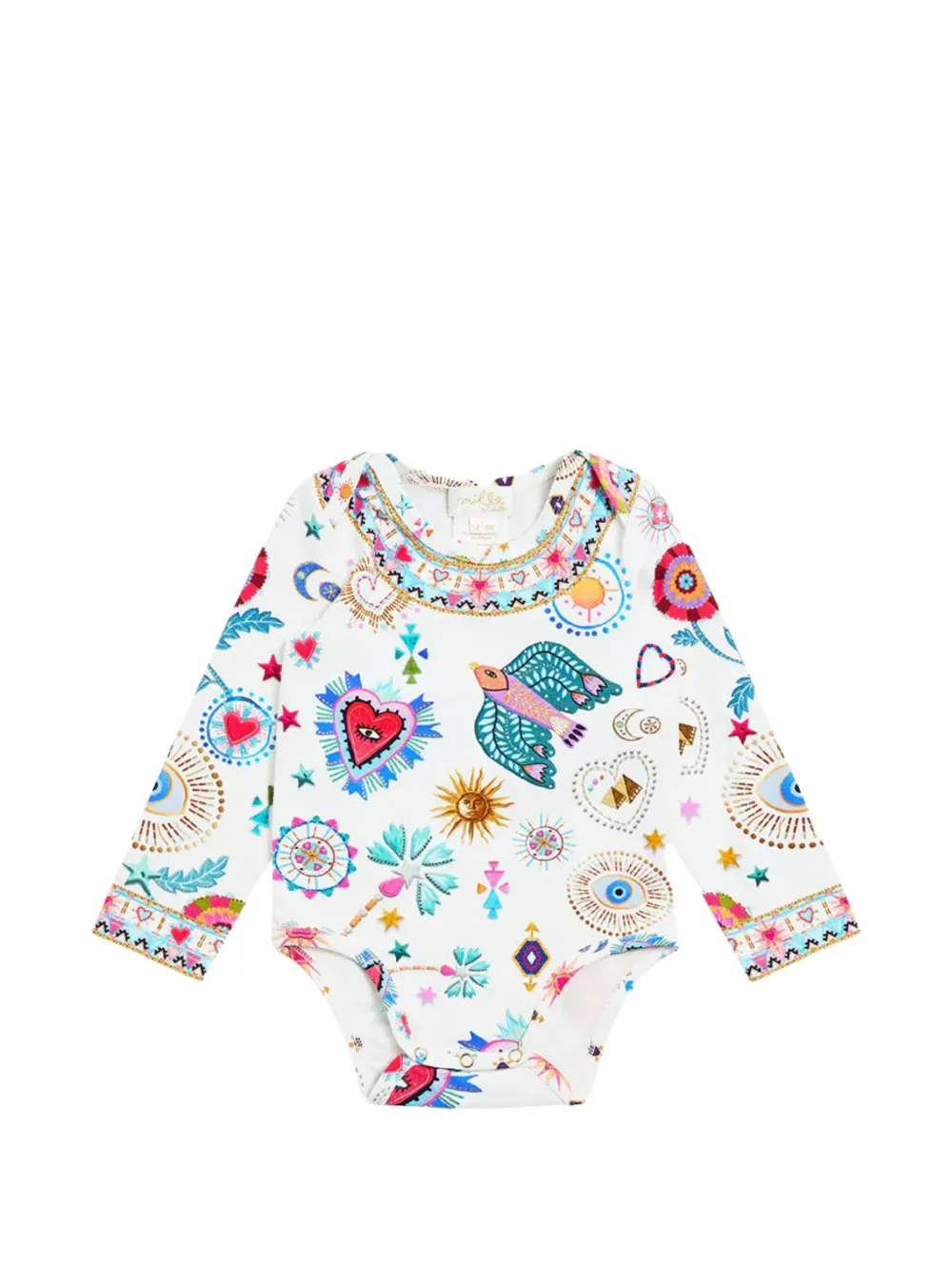 Camilla Kids long-sleeve printed bodysuit - Bianco