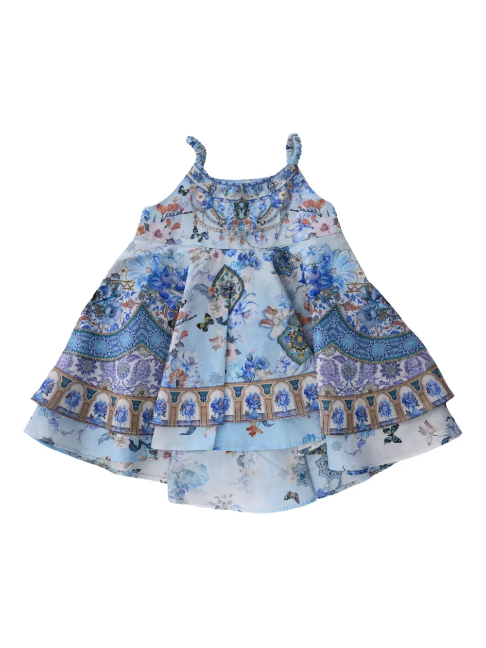 Camilla Kids Gelaagde jurk met bloe print Blauw