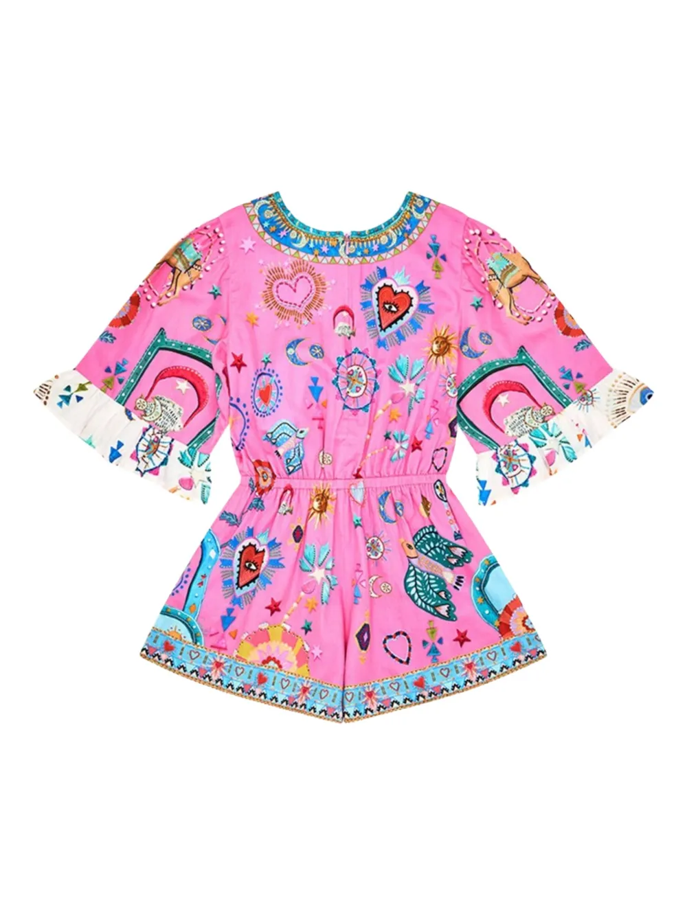 Camilla Kids Playsuit met borduurwerk en korte mouwen Roze