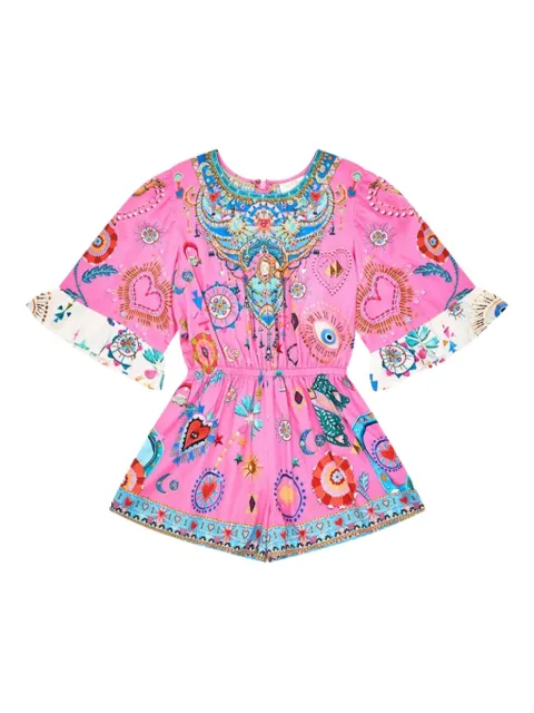 Camilla Kids graphic-print short-sleeve playsuit