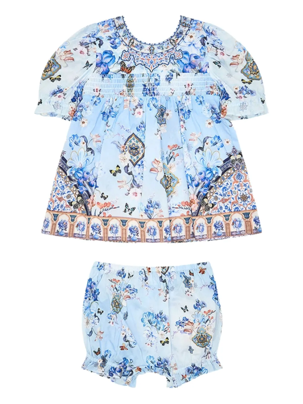 Camilla Kids Top en shorts met bloe print Blauw