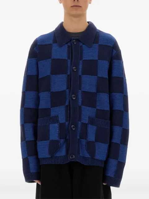 YMC Baker check pattern knitted cardigan