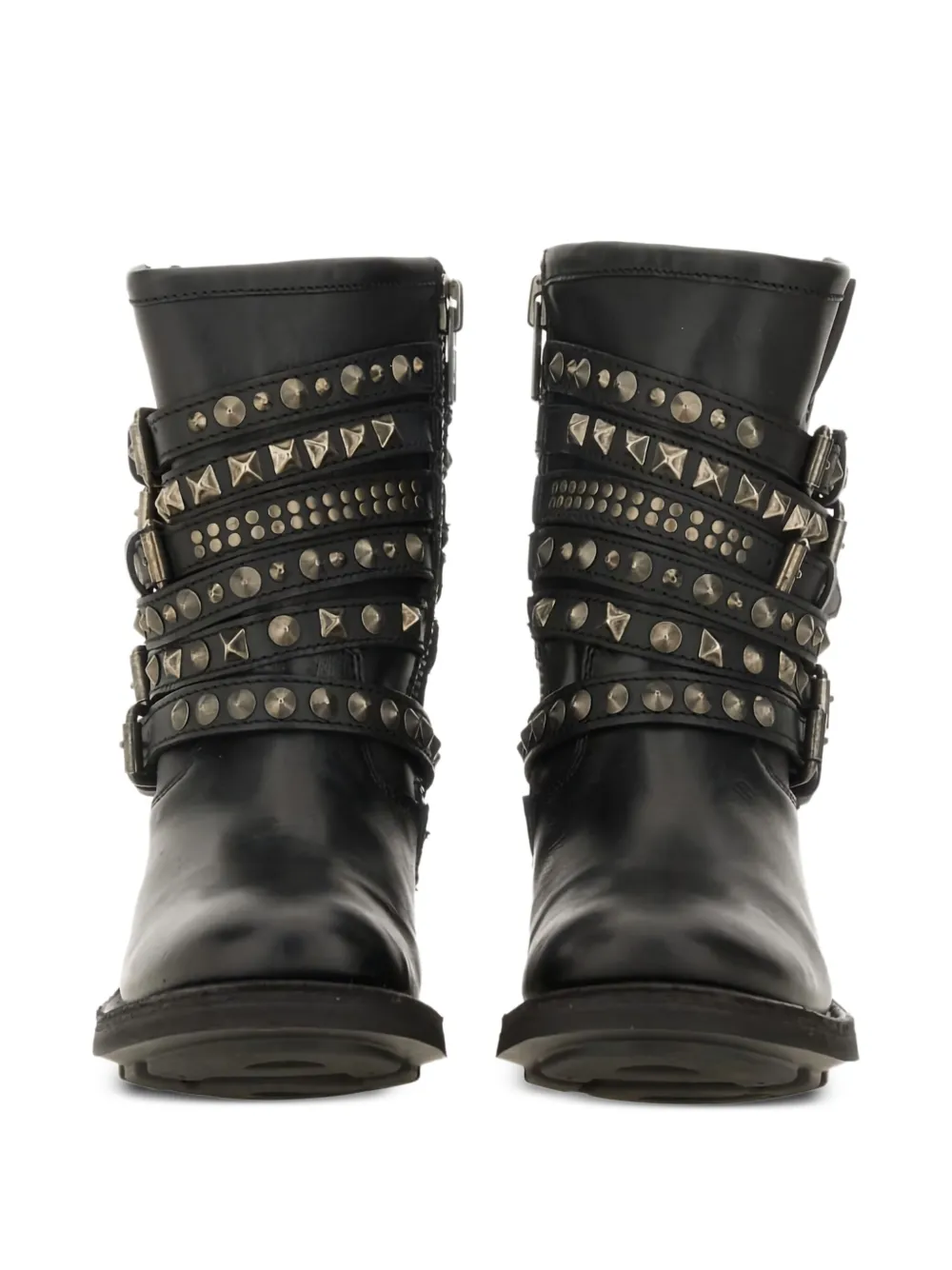 Ash buckle-strap studded boots Black