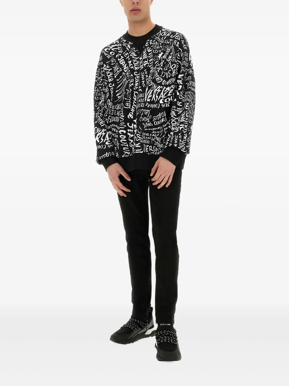 Versace Jeans Couture Sweater met print Zwart