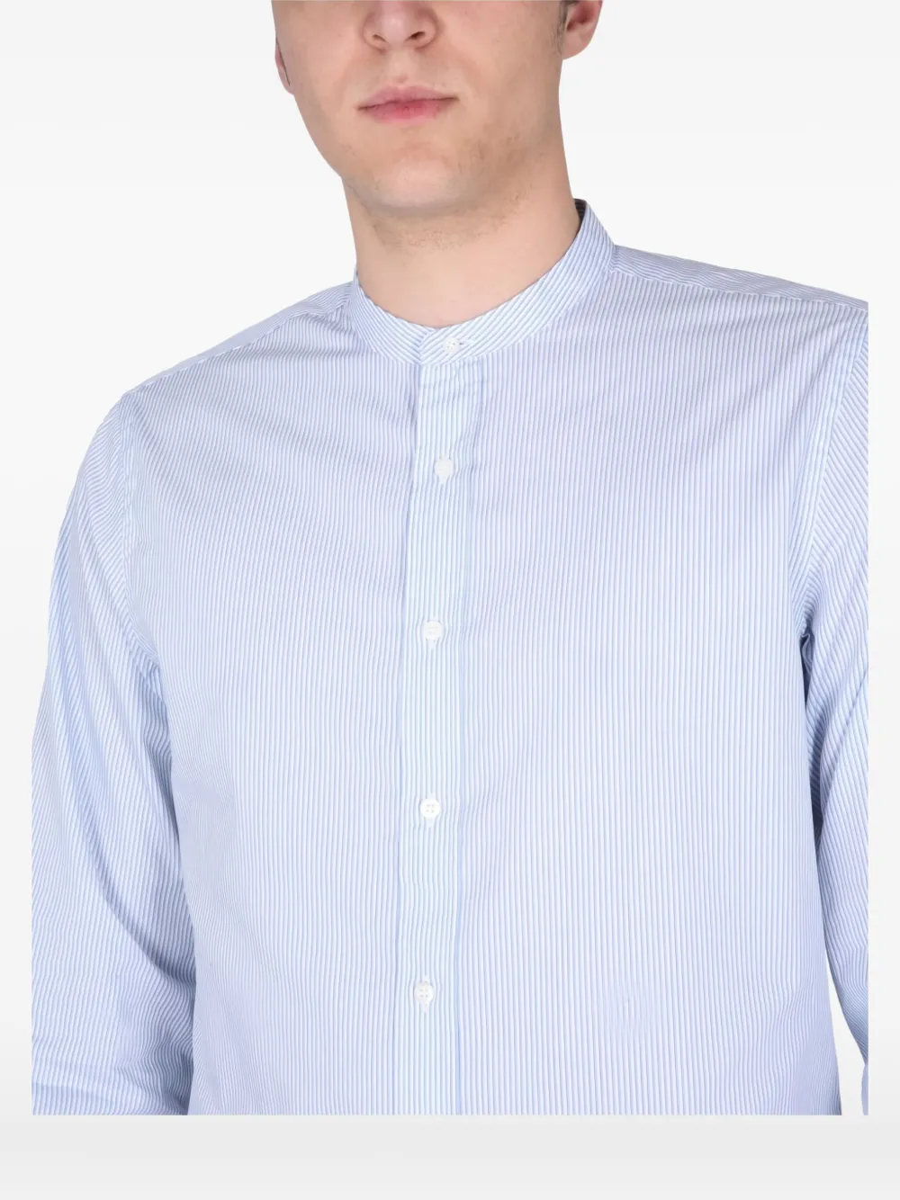 ASPESI mandarin-collar striped shirt Blauw