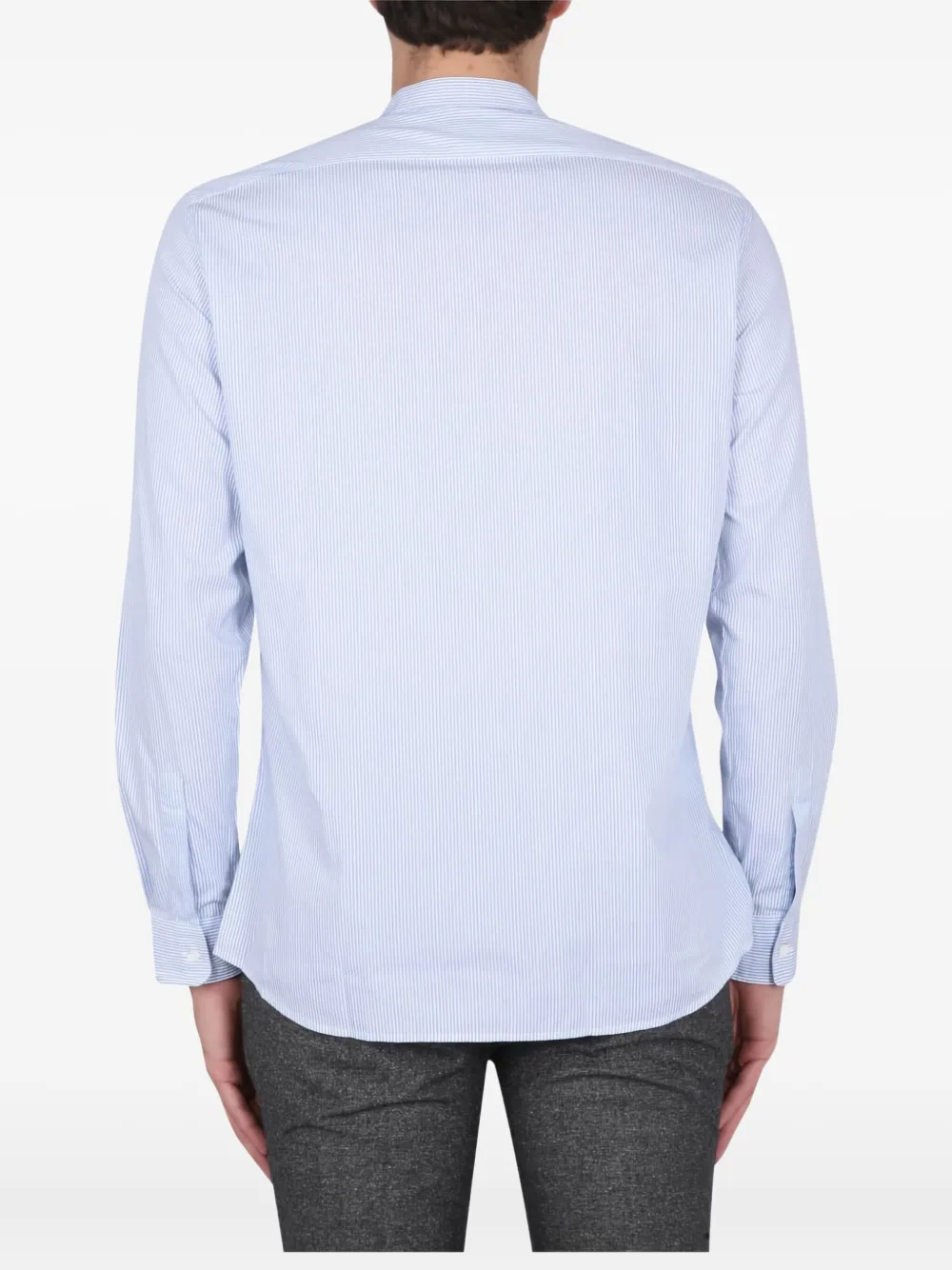 ASPESI mandarin-collar striped shirt Blauw